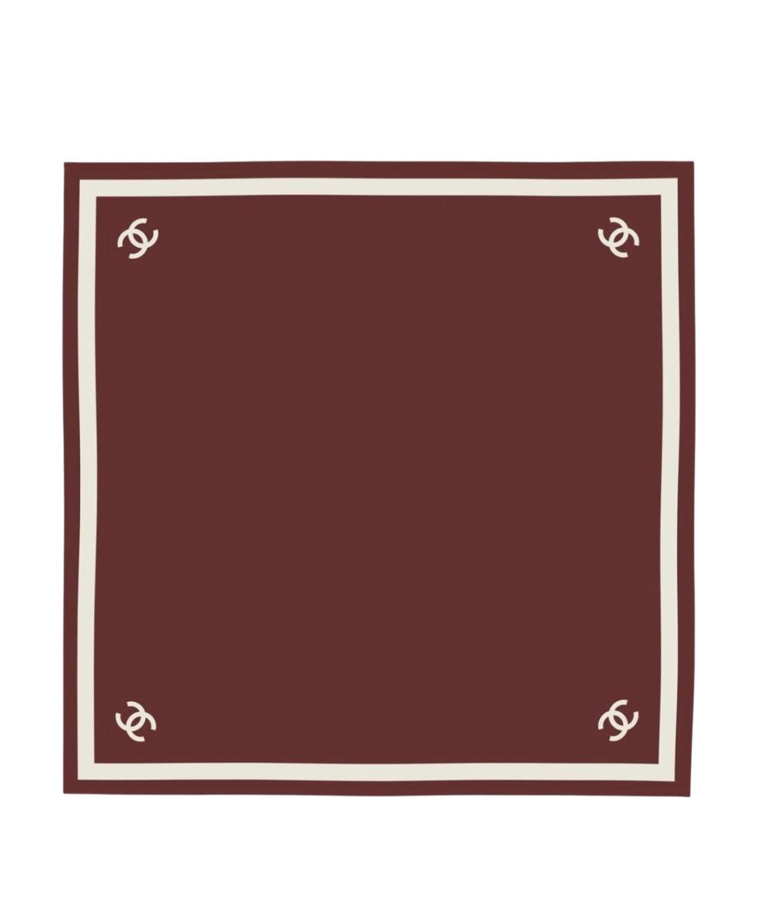 CHANEL Бордовый шелковый платок, фото 1