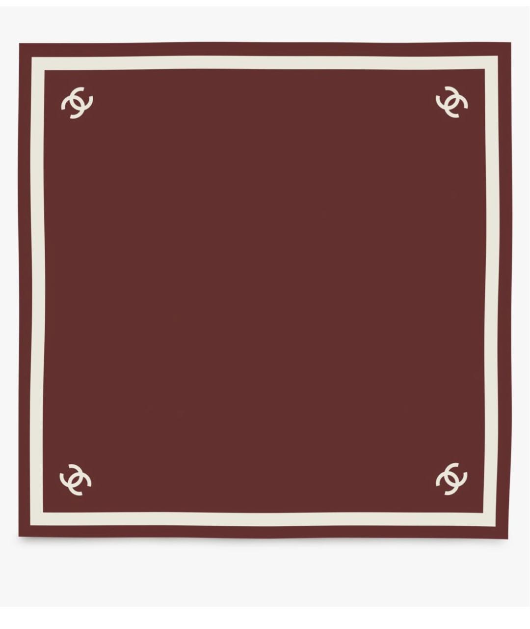 CHANEL Бордовый шелковый платок, фото 3