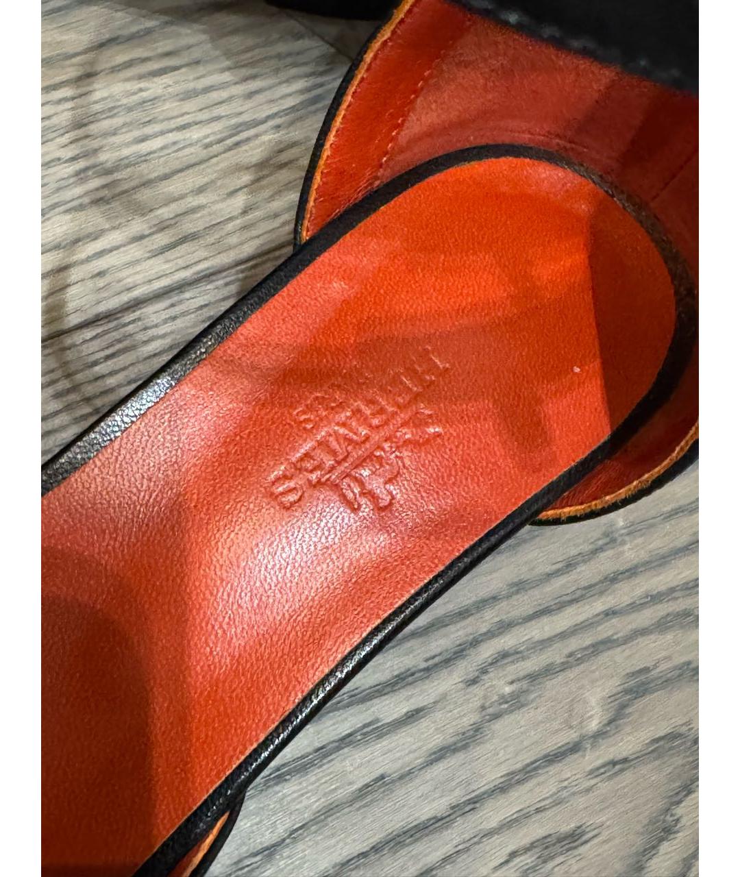 HERMES Черные кожаные туфли, фото 4