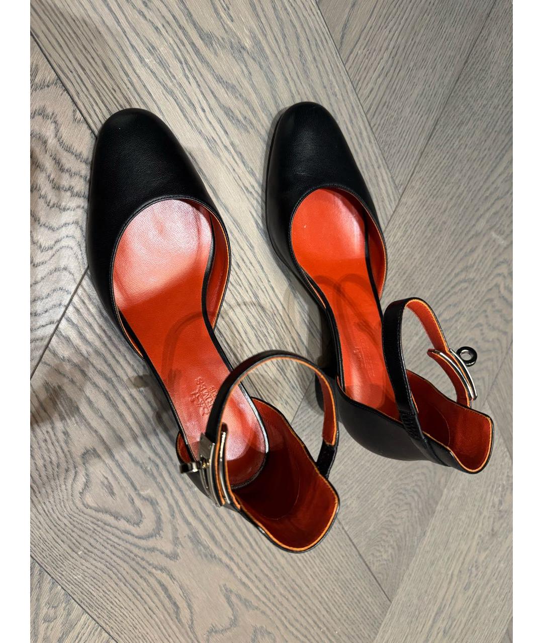 HERMES Черные кожаные туфли, фото 2