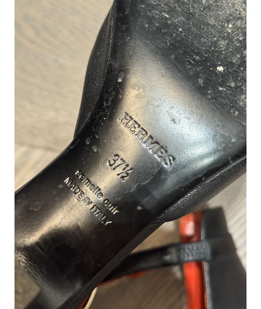 HERMES Черные кожаные туфли, фото 6