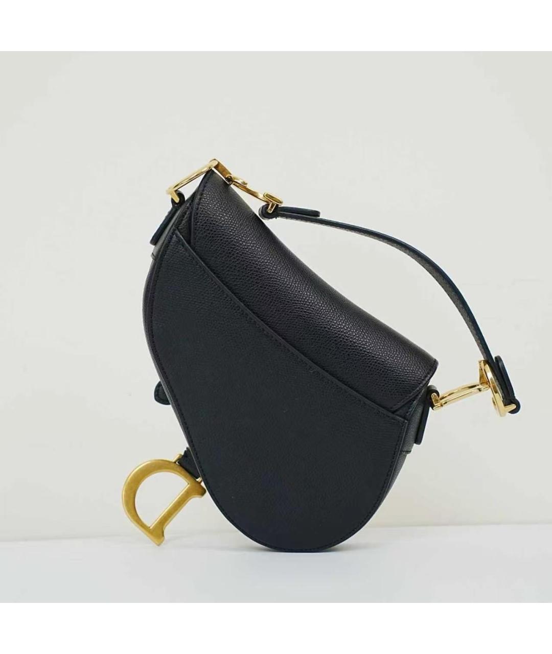 CHRISTIAN DIOR Черная кожаная сумка с короткими ручками, фото 3