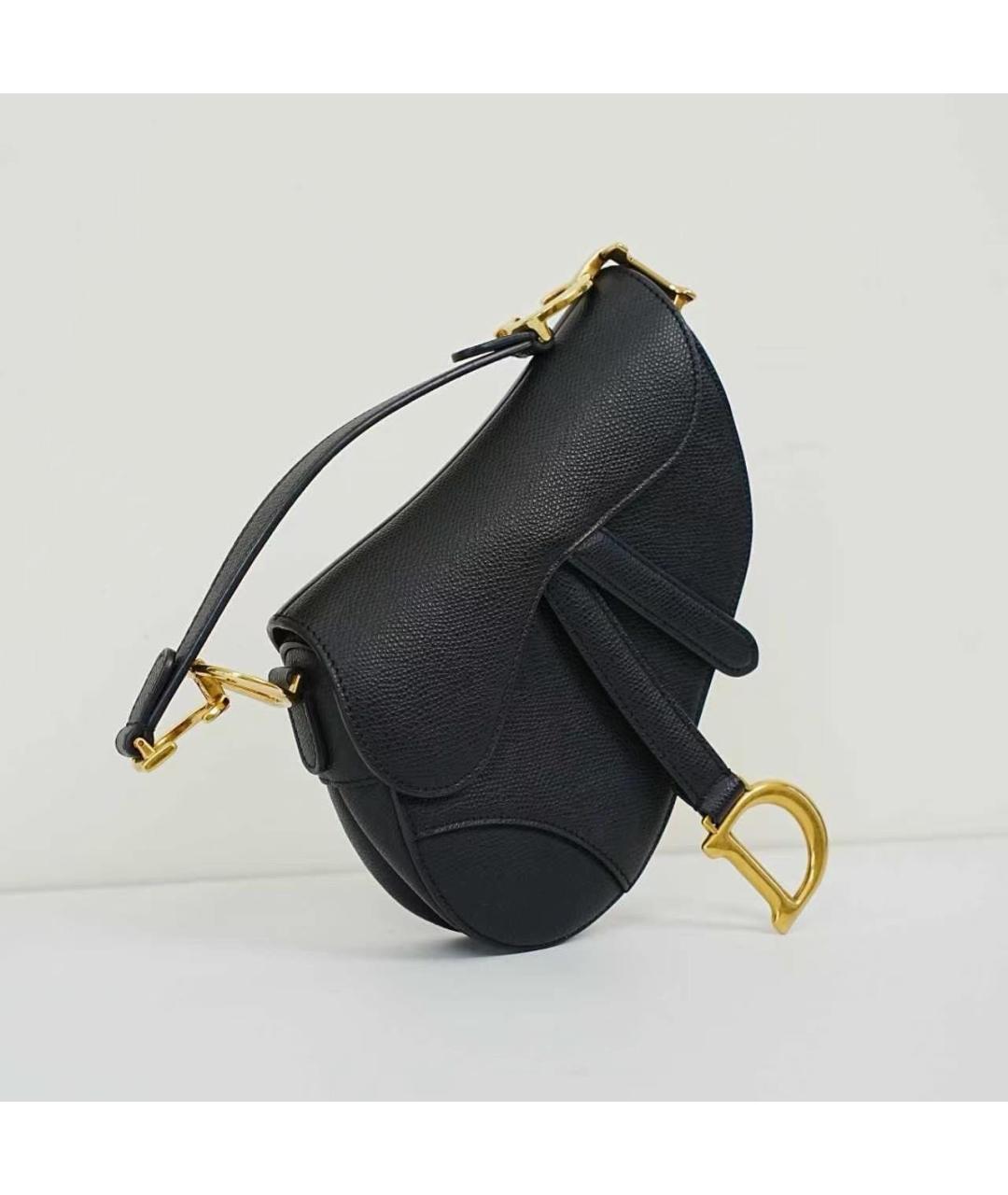 CHRISTIAN DIOR Черная кожаная сумка с короткими ручками, фото 5