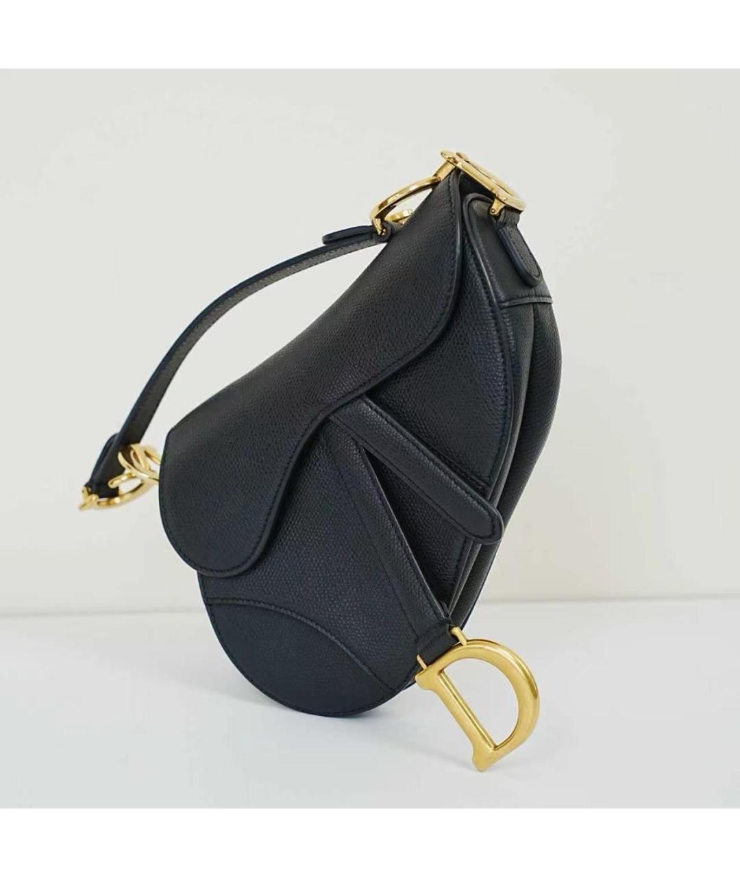 CHRISTIAN DIOR Черная кожаная сумка с короткими ручками, фото 8