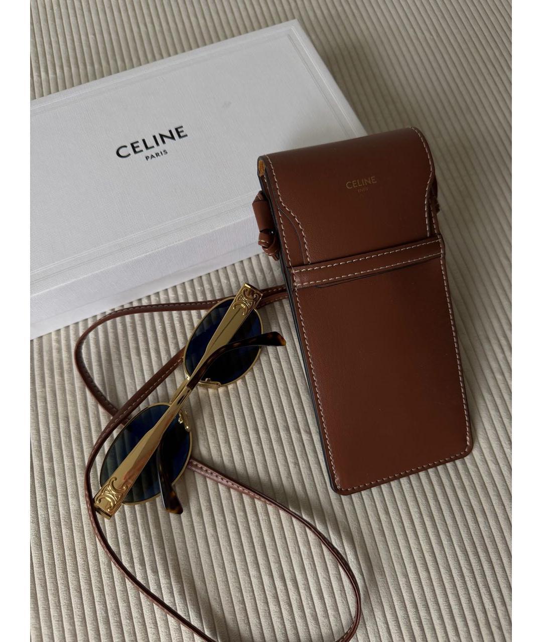 CELINE Золотые металлические солнцезащитные очки, фото 4