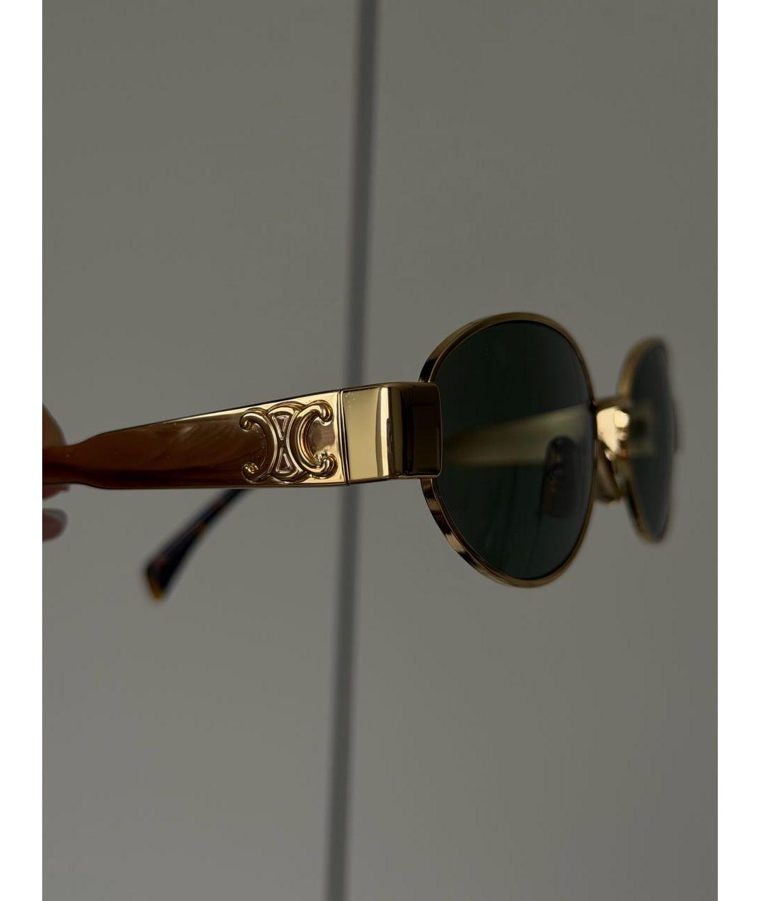 CELINE Золотые металлические солнцезащитные очки, фото 3