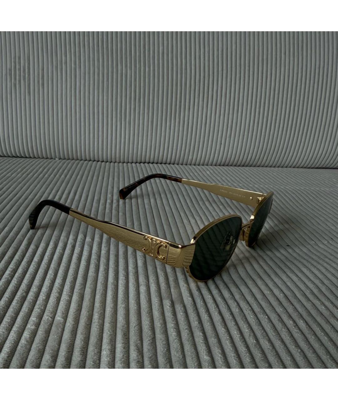 CELINE Золотые металлические солнцезащитные очки, фото 2