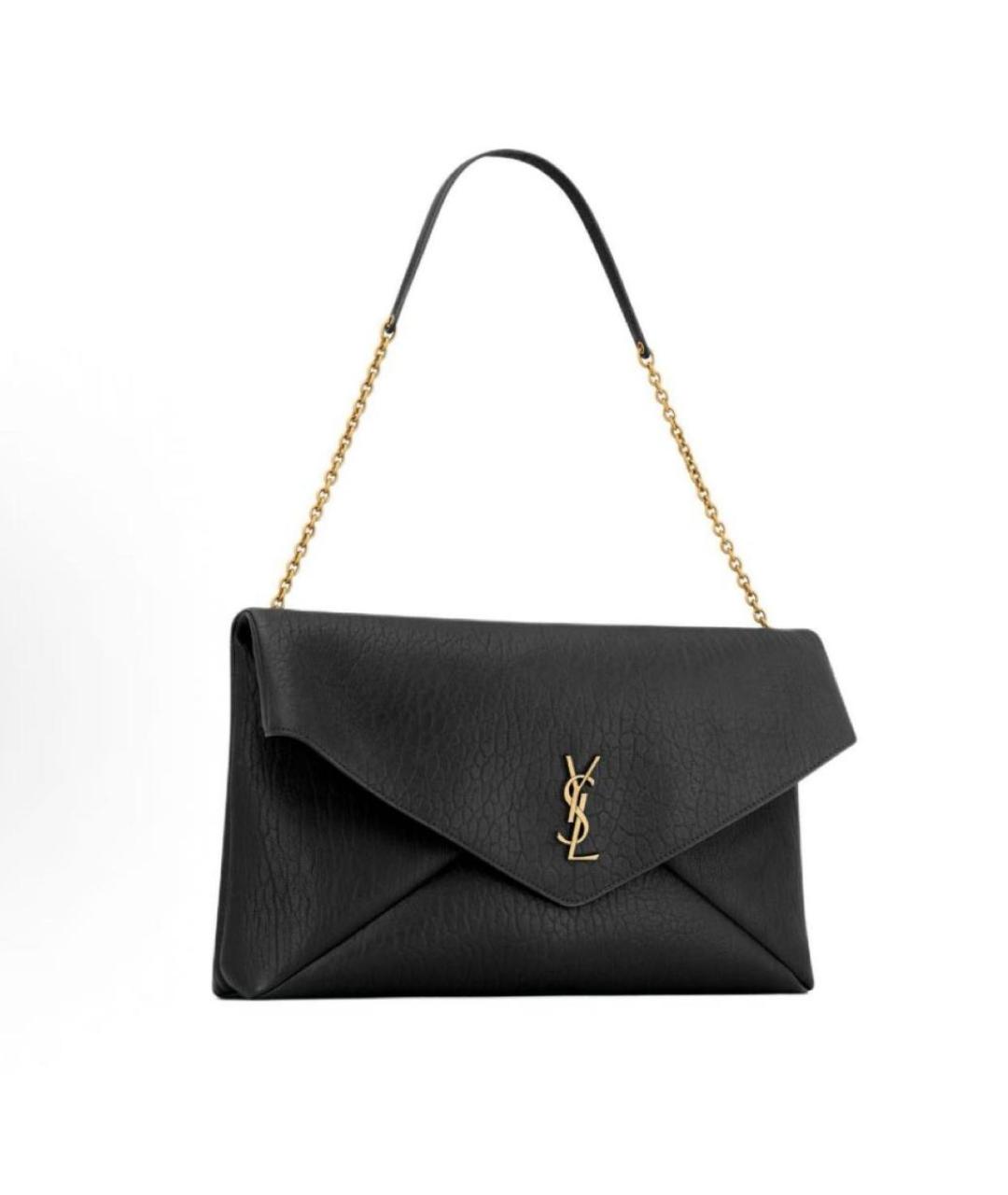 SAINT LAURENT Черная кожаная сумка через плечо, фото 2