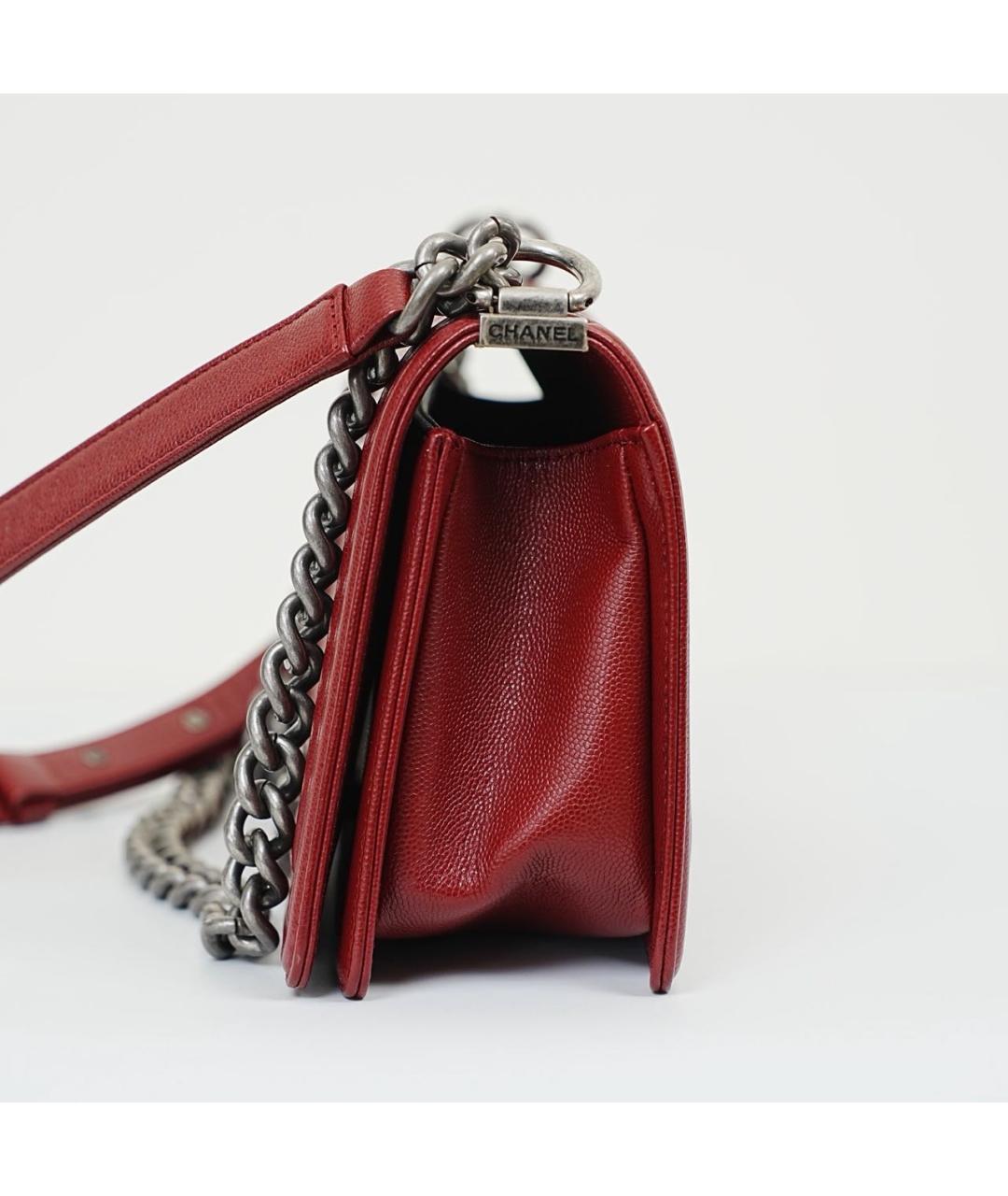 CHANEL Красная кожаная сумка через плечо, фото 4