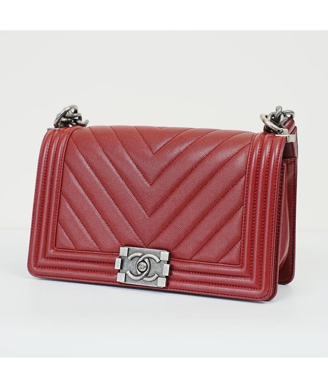 CHANEL Красная кожаная сумка через плечо, фото 2