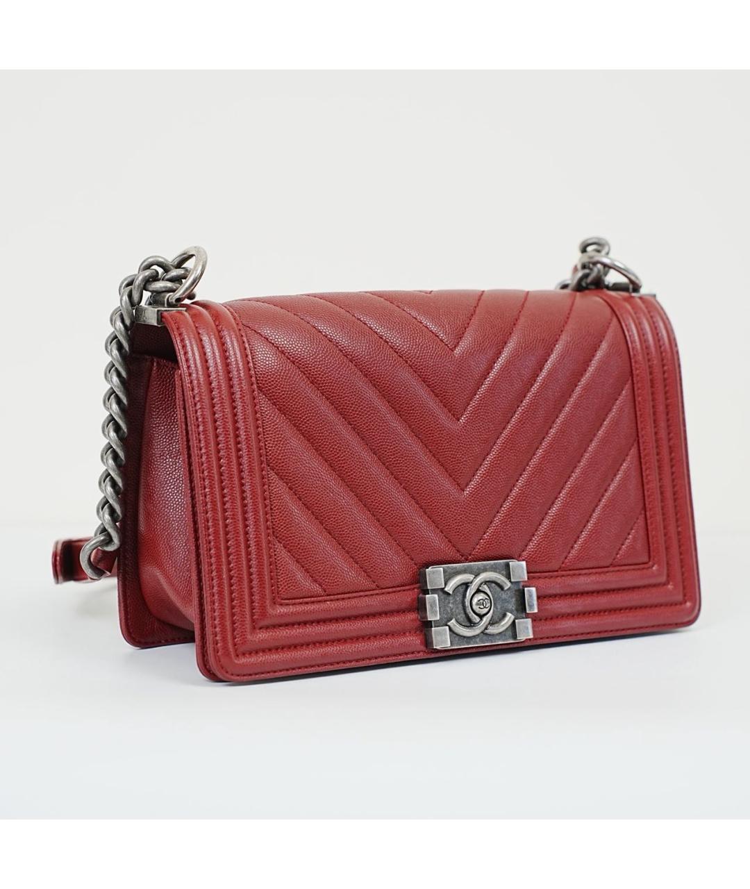 CHANEL Красная кожаная сумка через плечо, фото 8