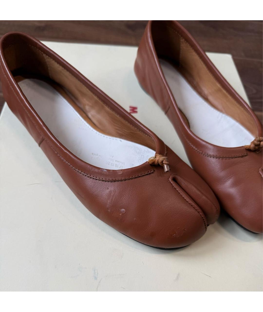 MAISON MARGIELA Коричневые кожаные балетки, фото 6