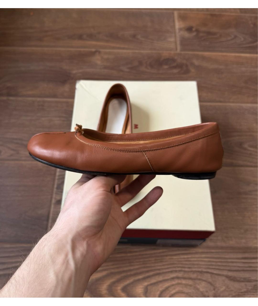 MAISON MARGIELA Коричневые кожаные балетки, фото 7