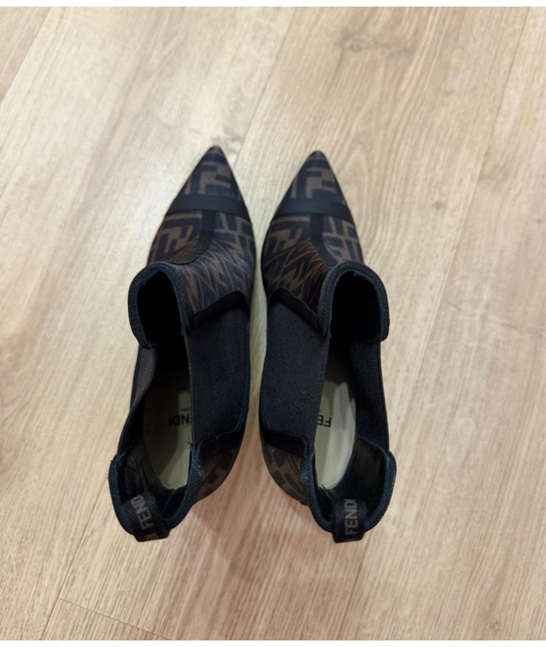 FENDI Бежевые текстильные ботильоны, фото 4