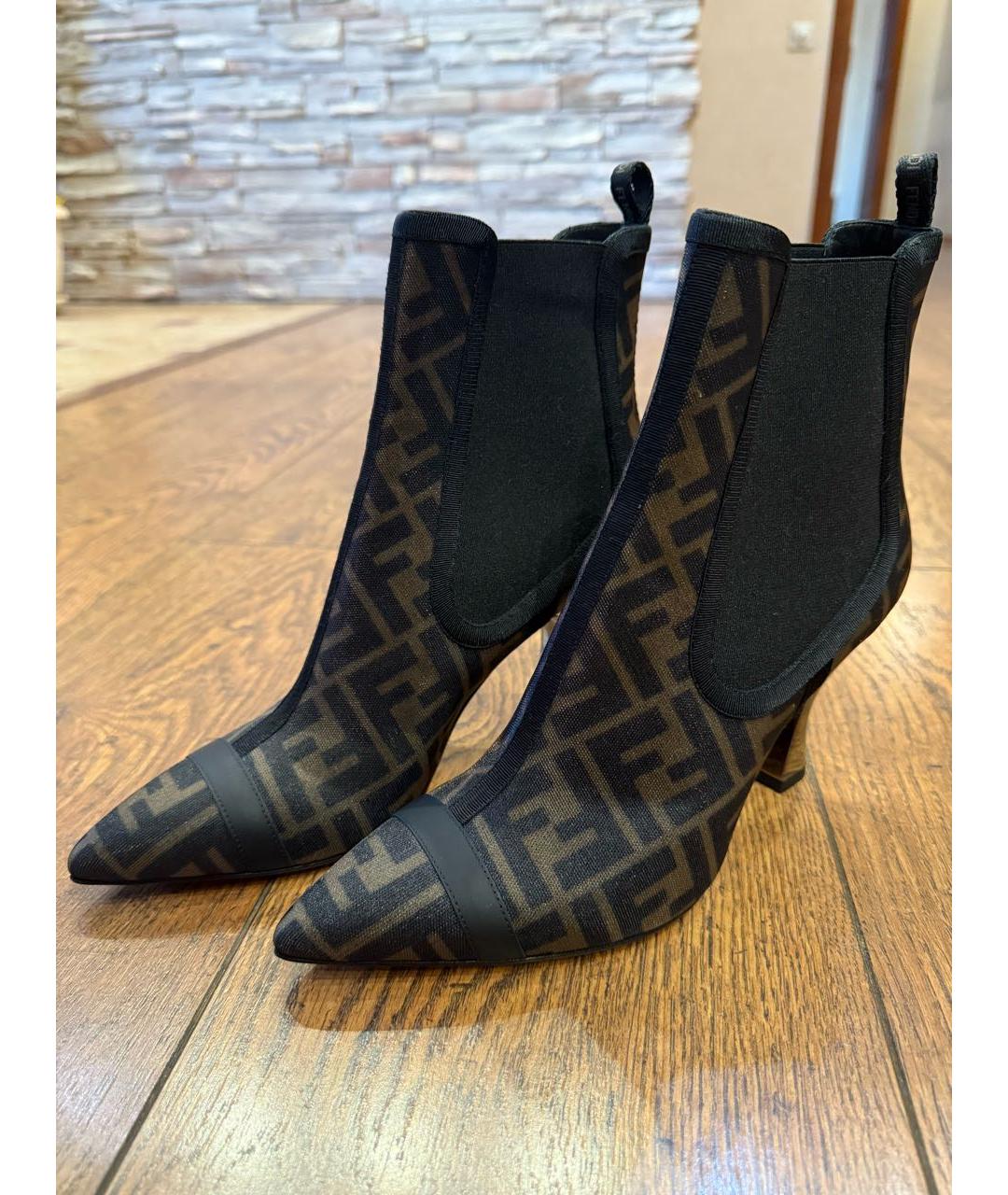 FENDI Бежевые текстильные ботильоны, фото 2