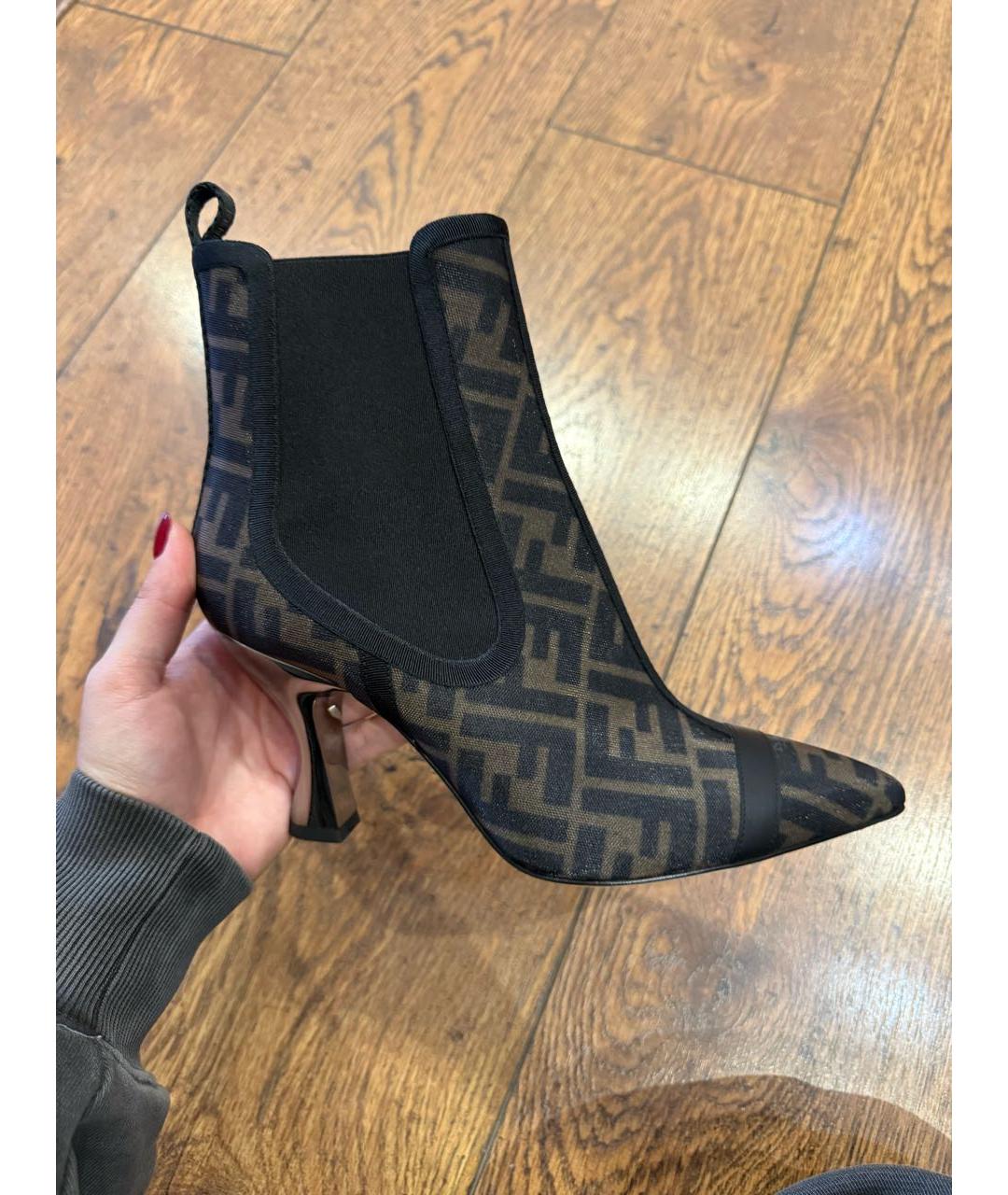 FENDI Бежевые текстильные ботильоны, фото 6