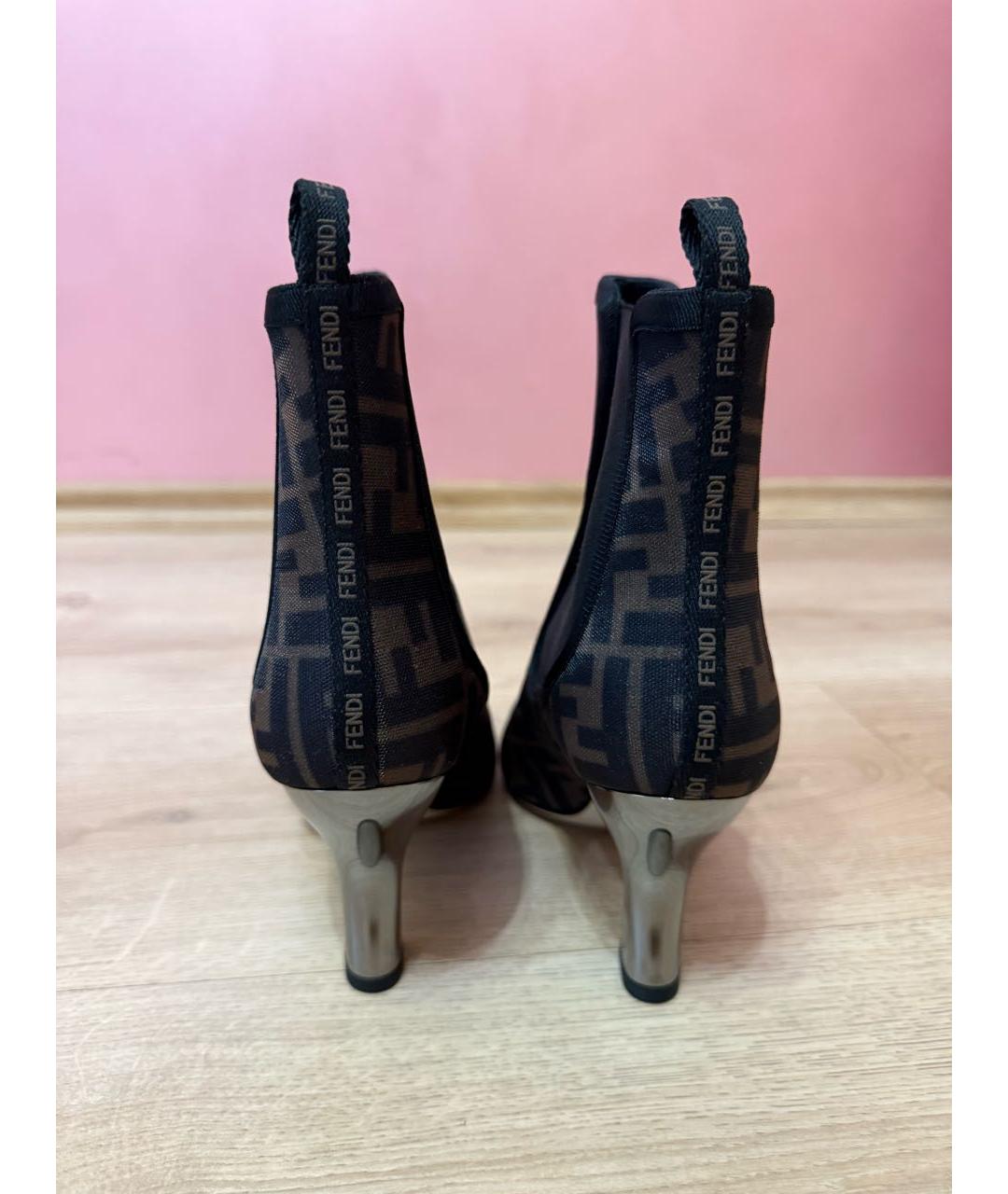 FENDI Бежевые текстильные ботильоны, фото 5