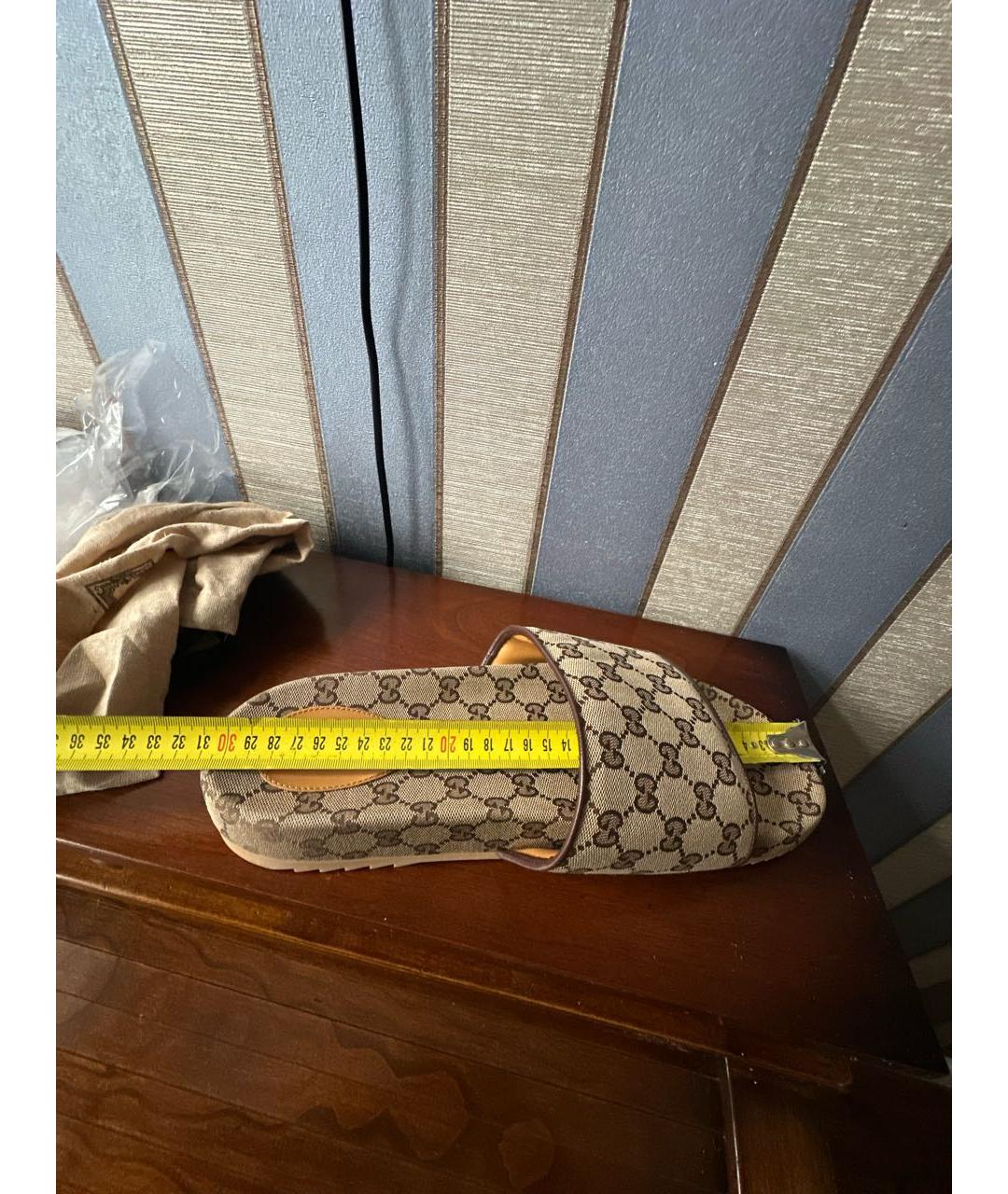 GUCCI Бежевые текстильные шлепанцы, фото 6