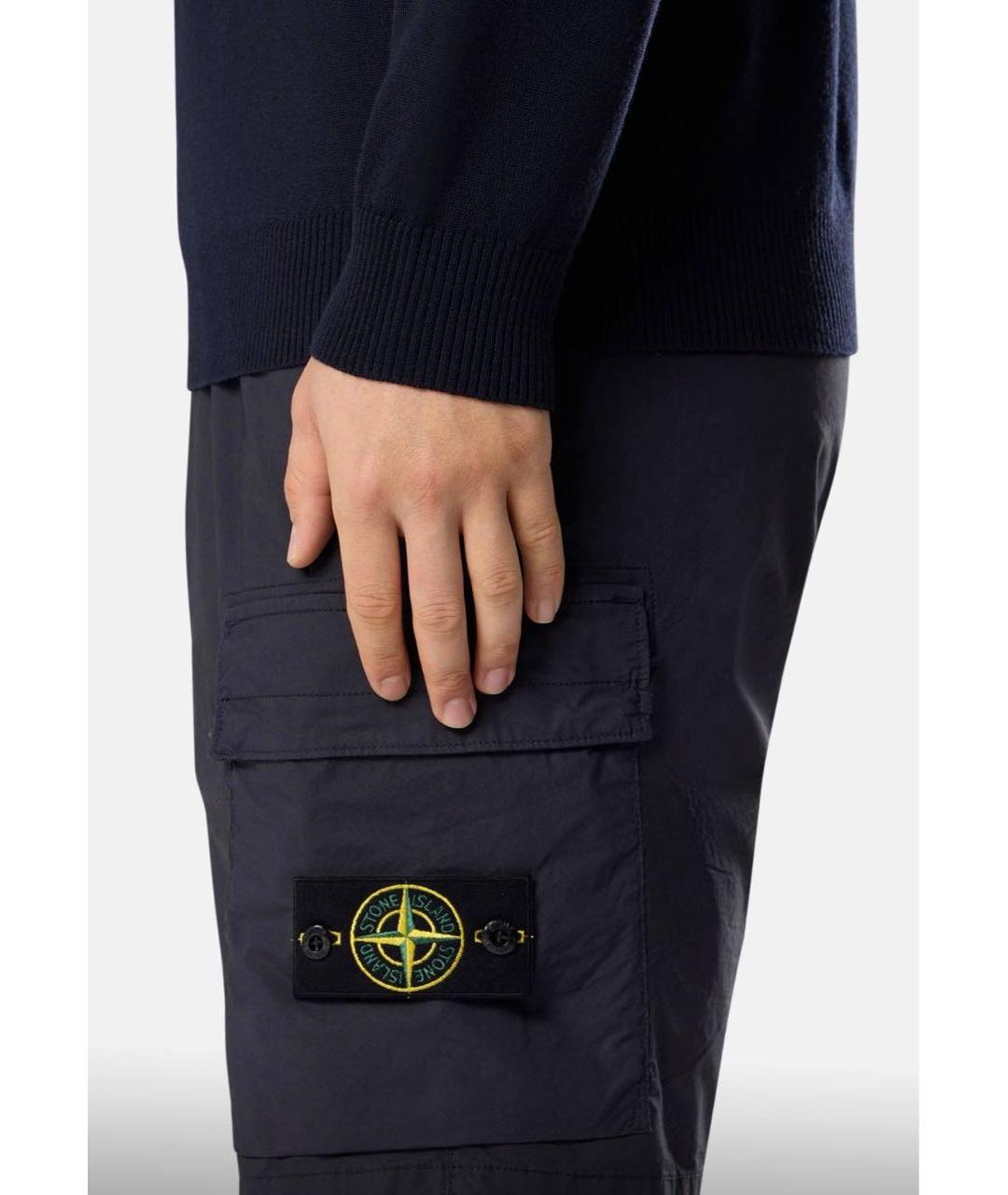 STONE ISLAND Темно-синие хлопковые шорты, фото 4