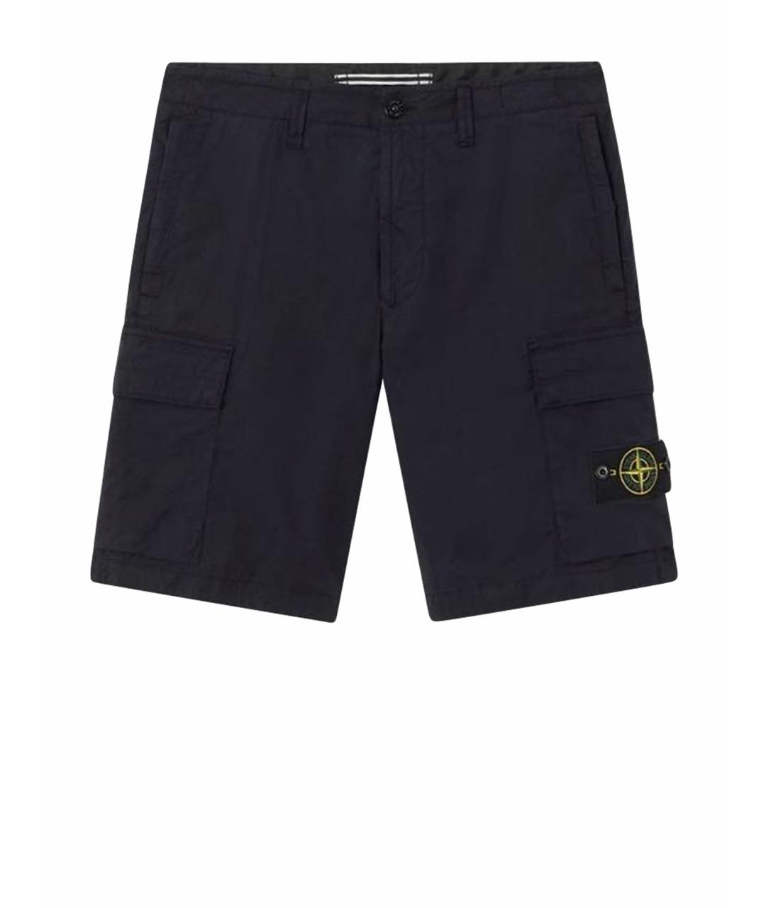 STONE ISLAND Темно-синие хлопковые шорты, фото 1