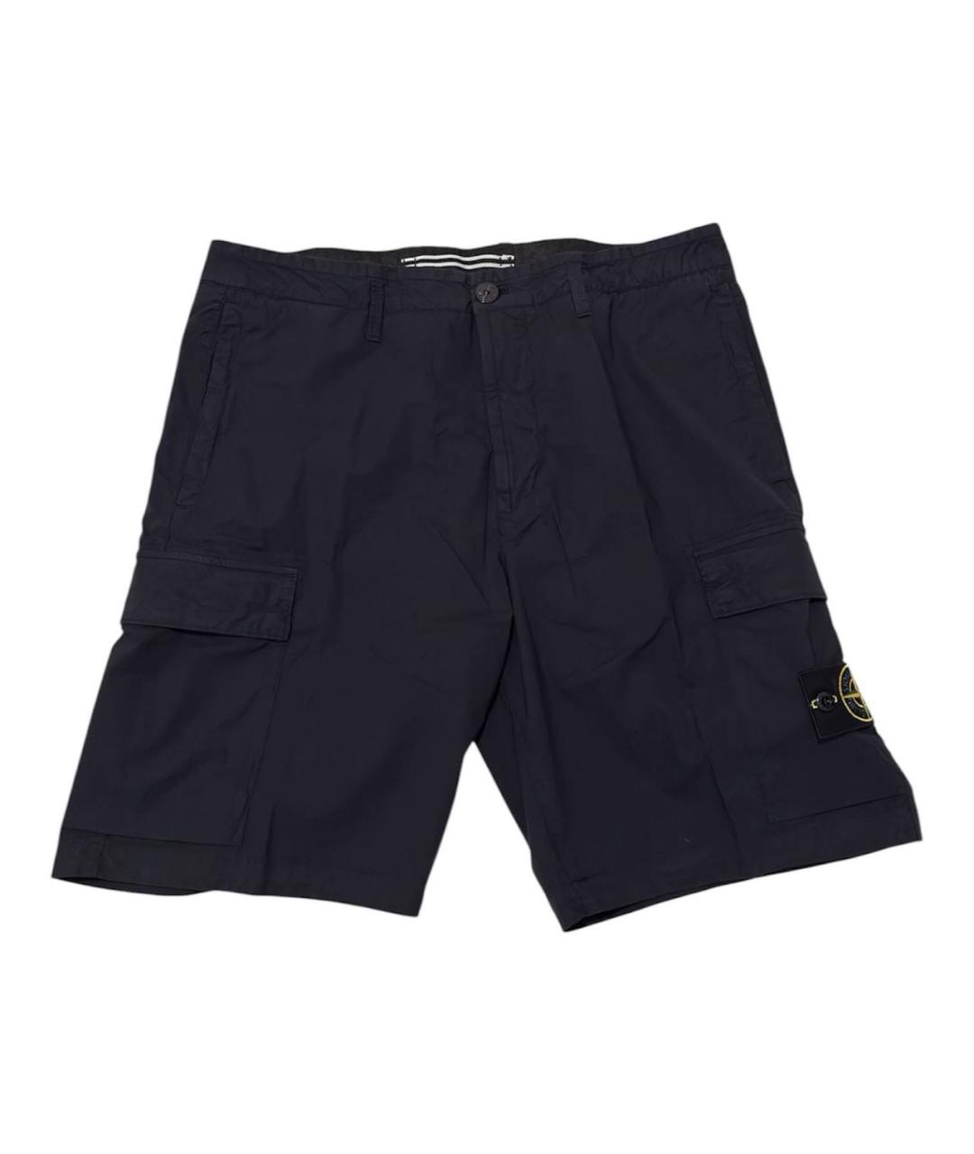 STONE ISLAND Темно-синие хлопковые шорты, фото 3