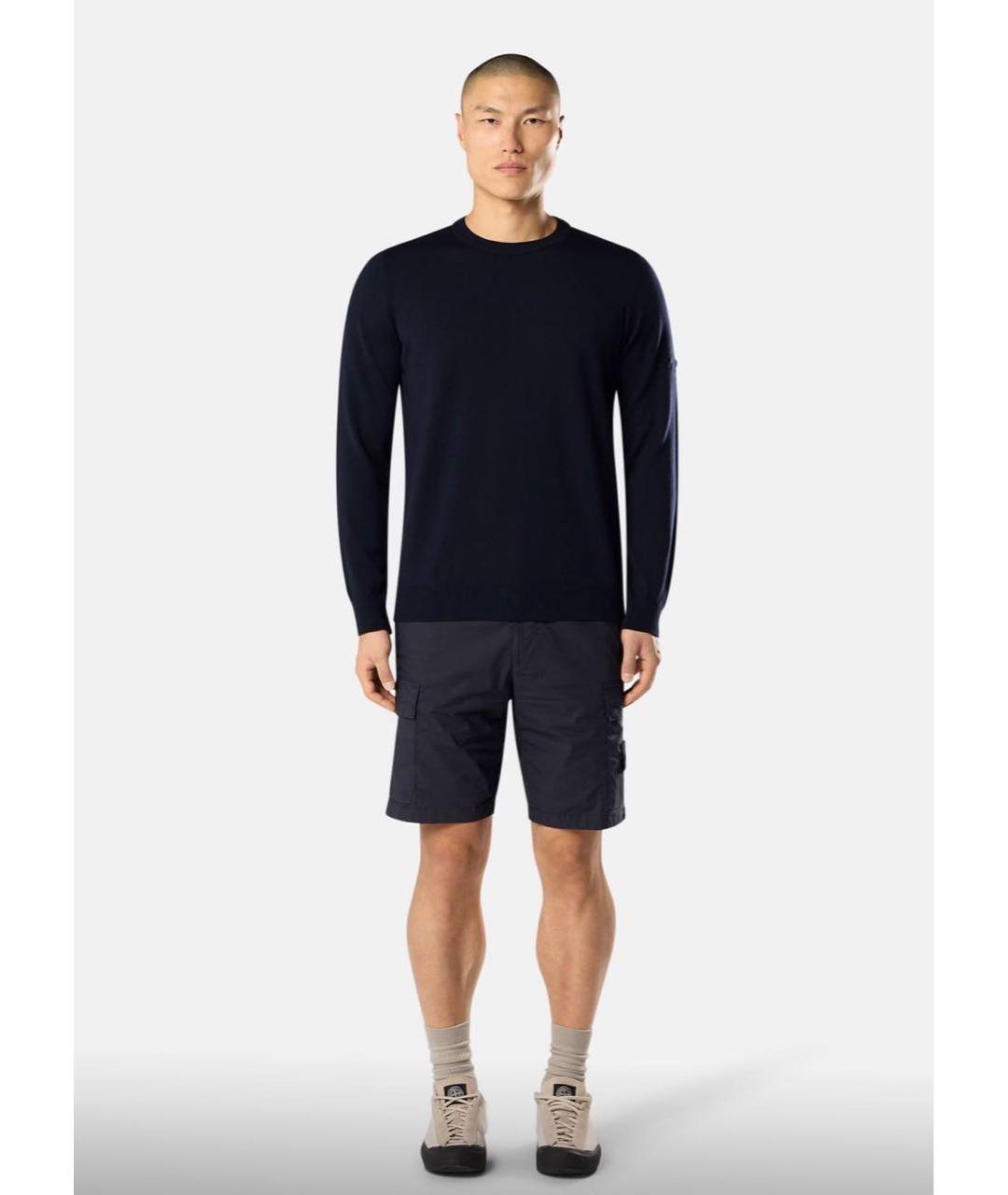 STONE ISLAND Темно-синие хлопковые шорты, фото 5