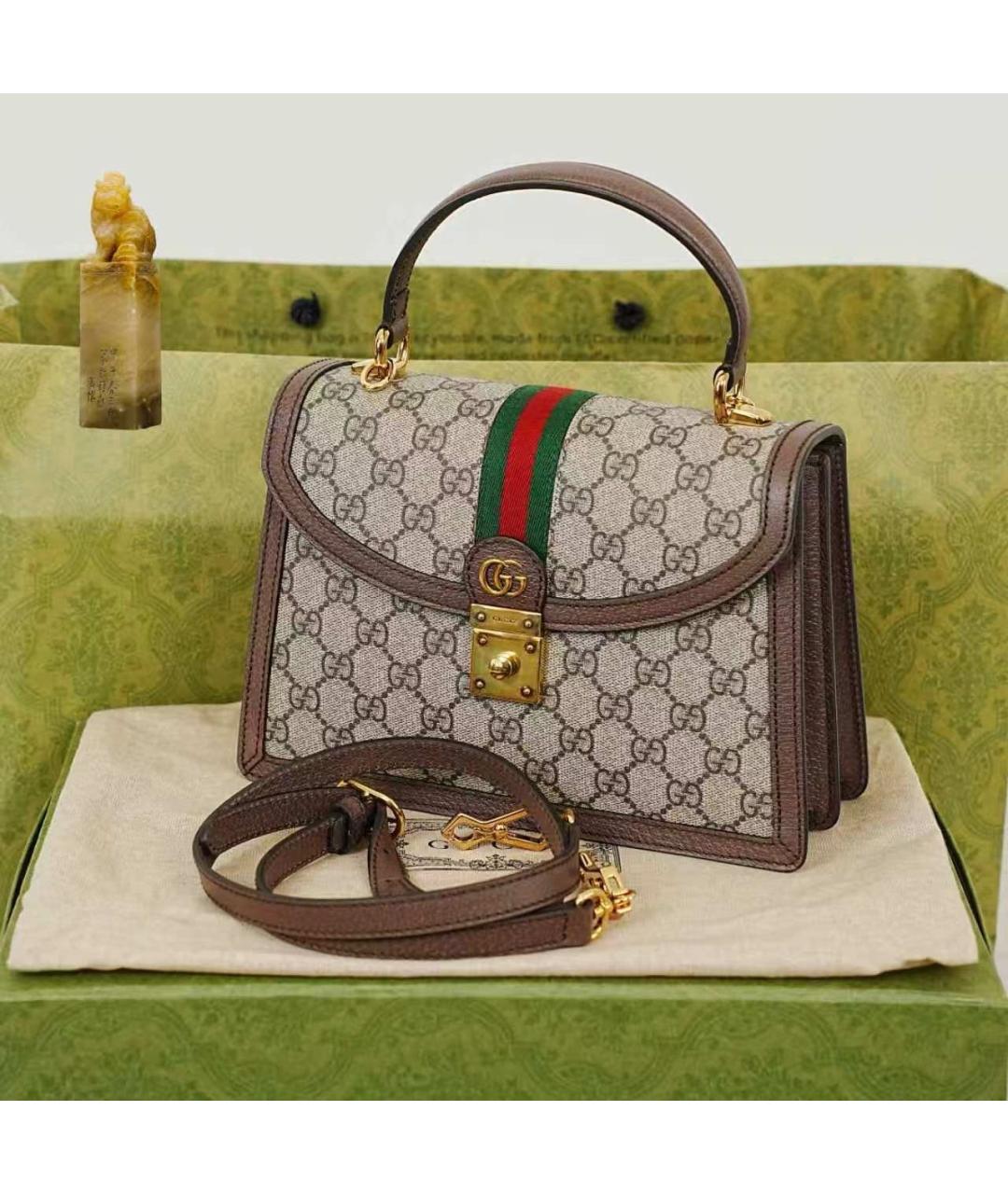 GUCCI Коричневая сумка с короткими ручками, фото 2