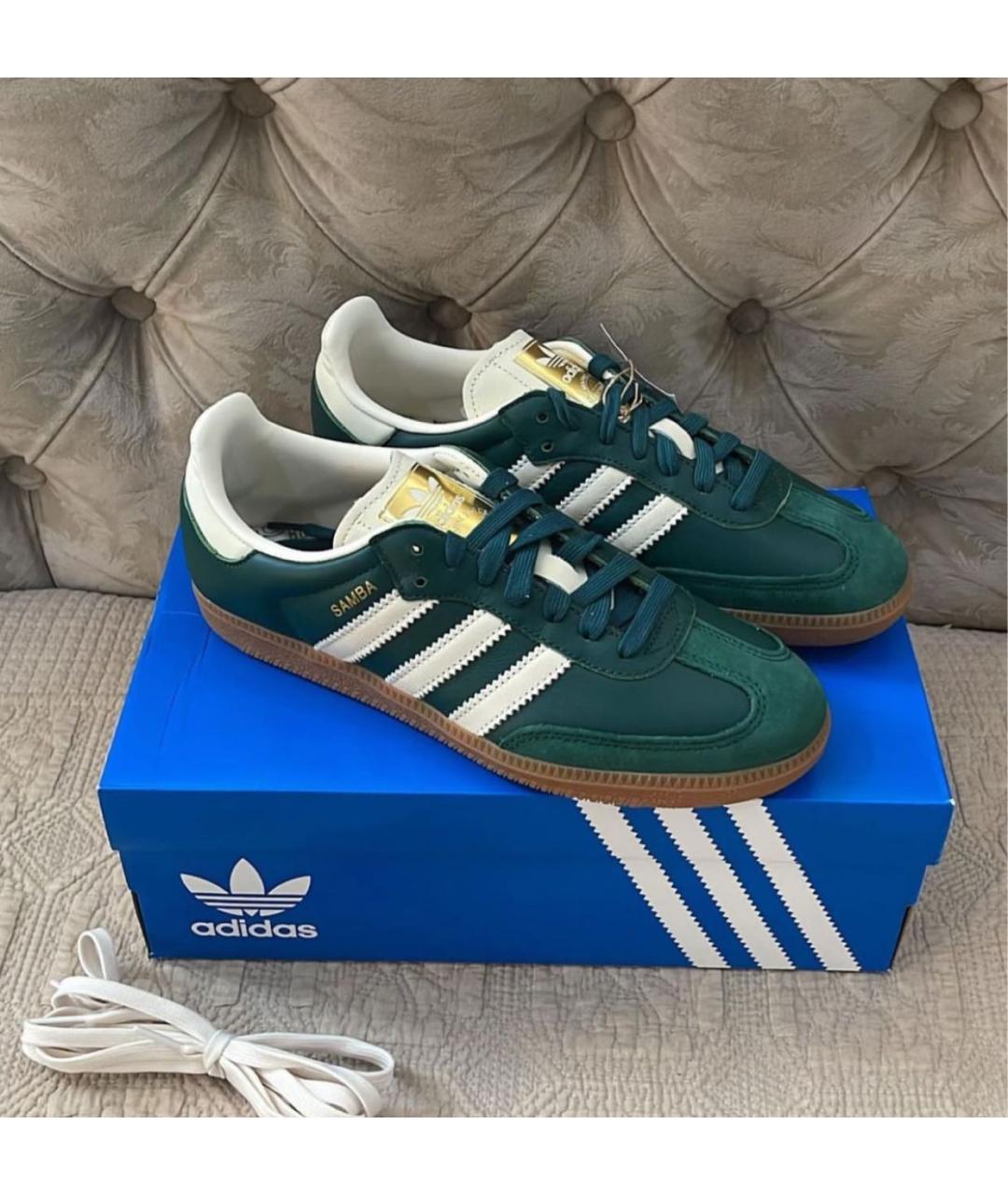 ADIDAS Зеленые кожаные кроссовки, фото 2