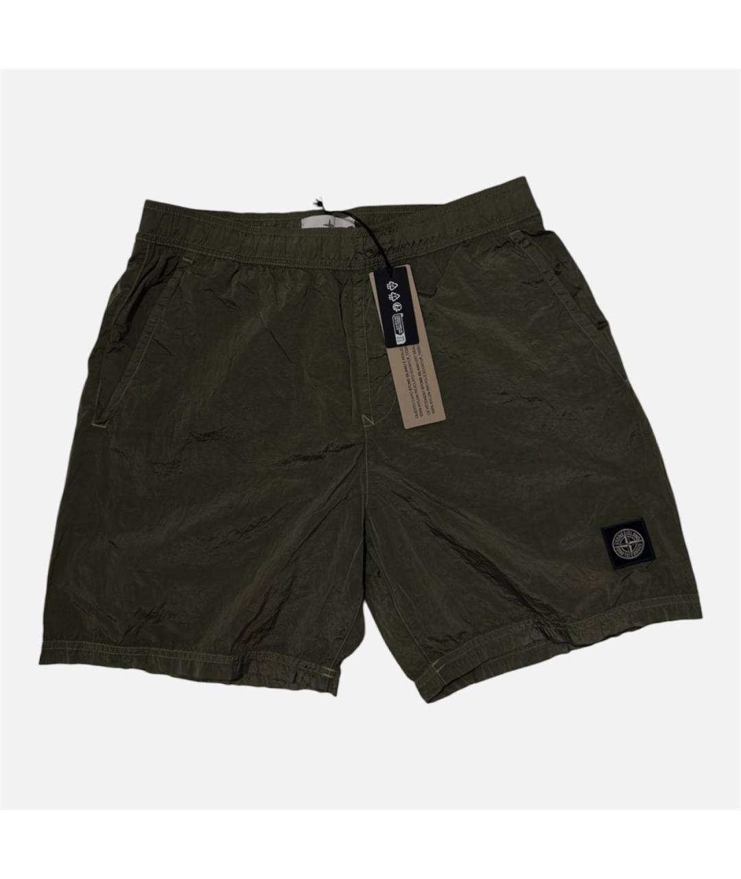 STONE ISLAND Зеленые полиамидовые шорты, фото 5