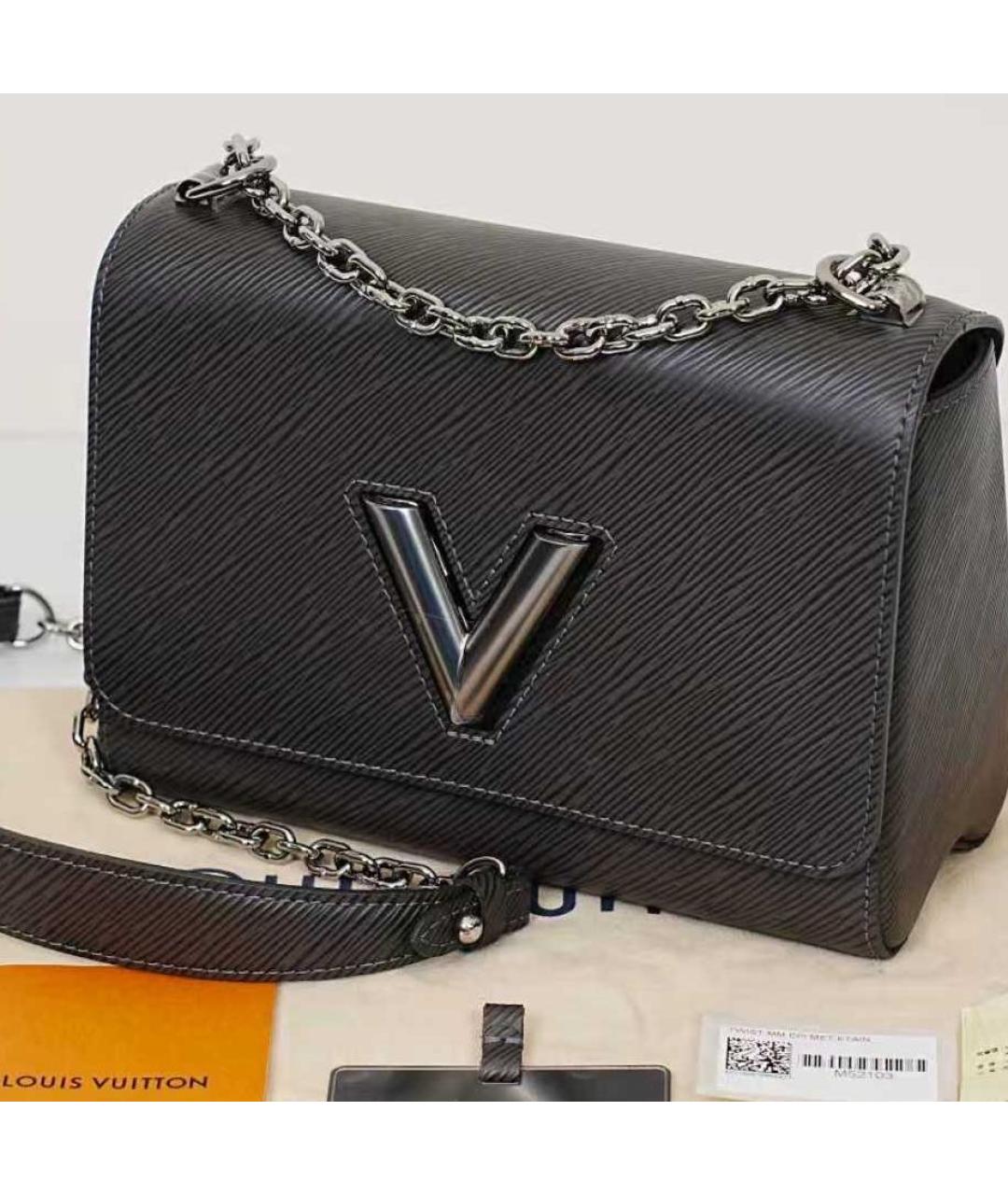 LOUIS VUITTON Черная кожаная сумка через плечо, фото 2
