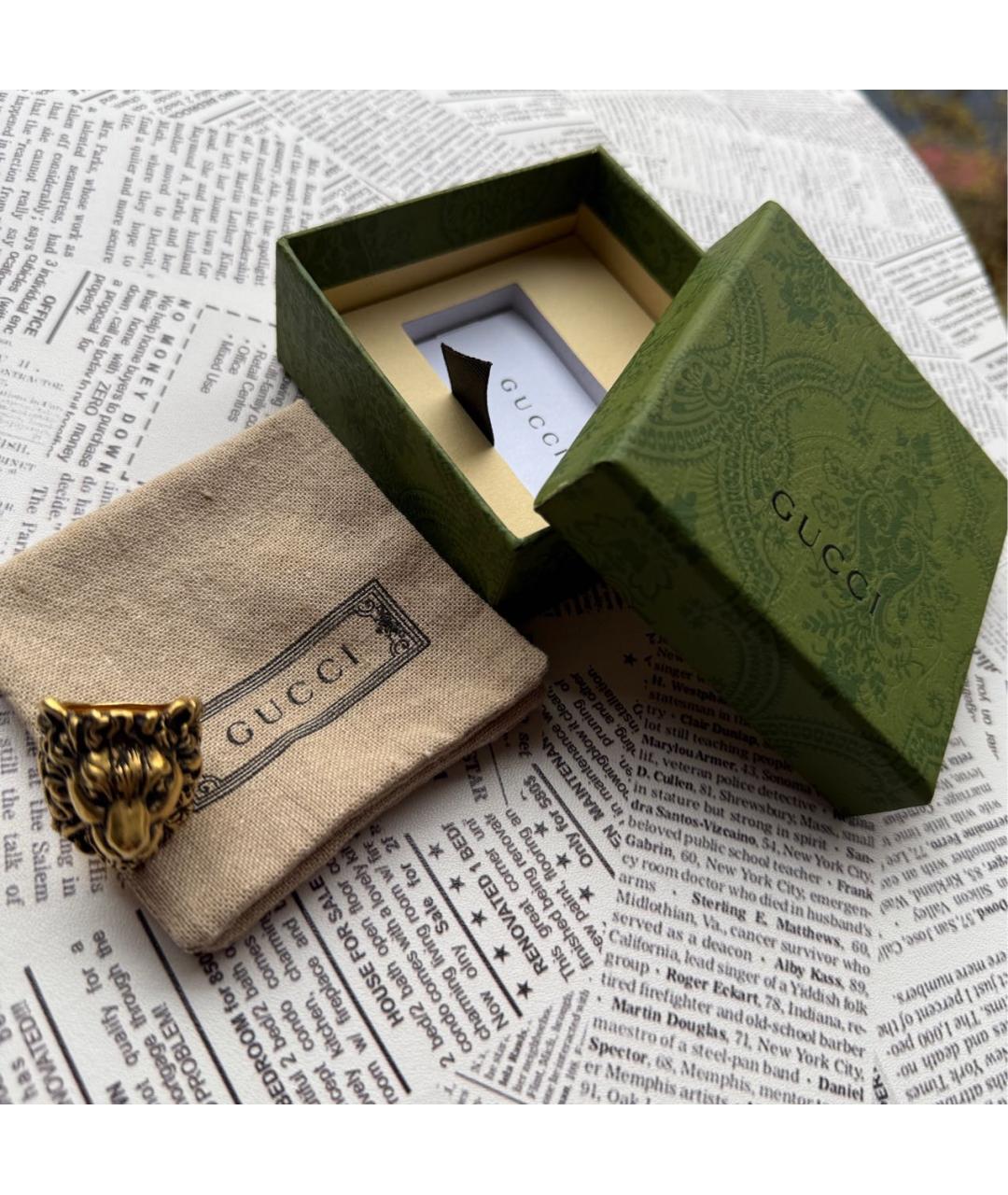 GUCCI Горчичное латунное кольцо, фото 8