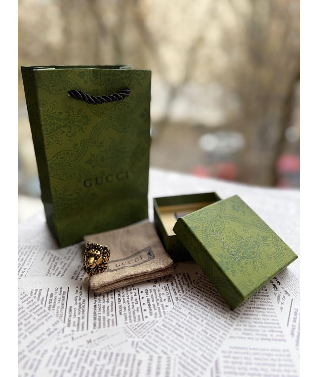 GUCCI Горчичное латунное кольцо, фото 7