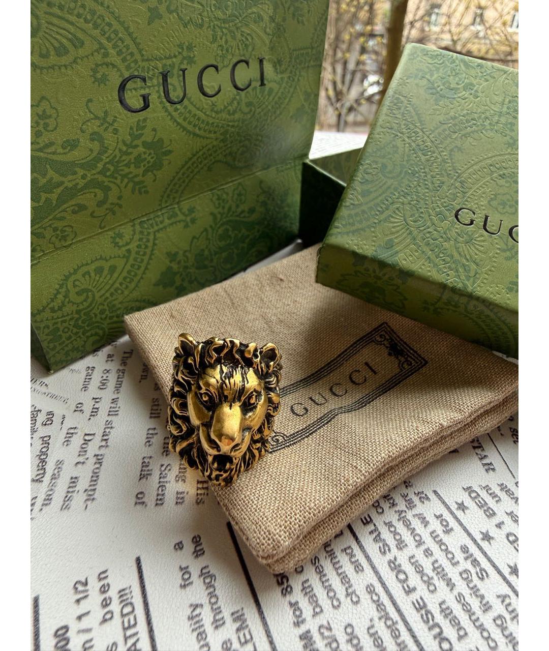 GUCCI Горчичное латунное кольцо, фото 5