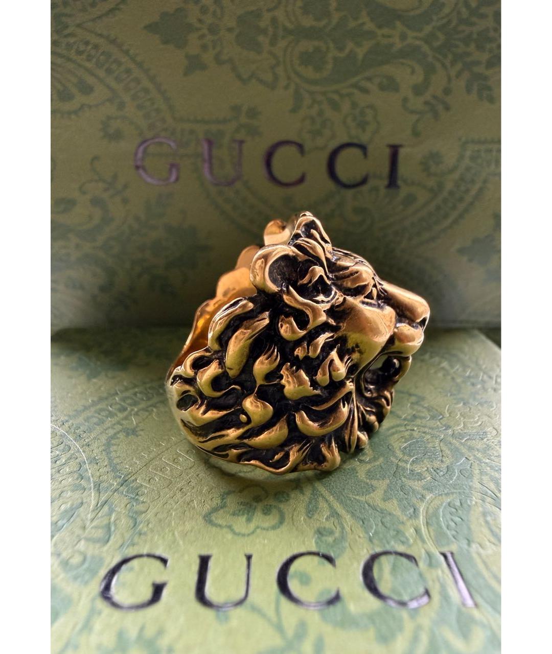 GUCCI Горчичное латунное кольцо, фото 2