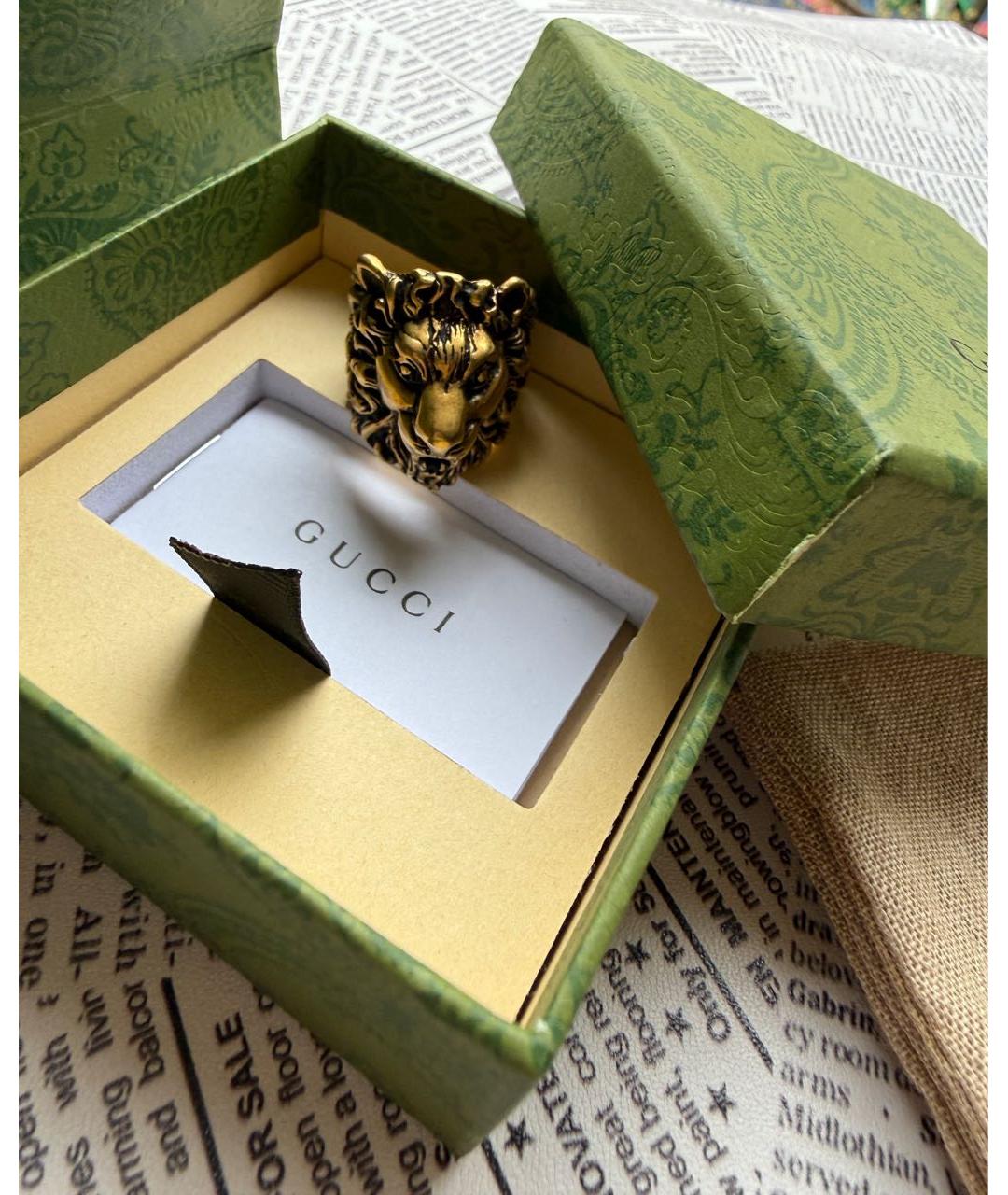GUCCI Горчичное латунное кольцо, фото 6