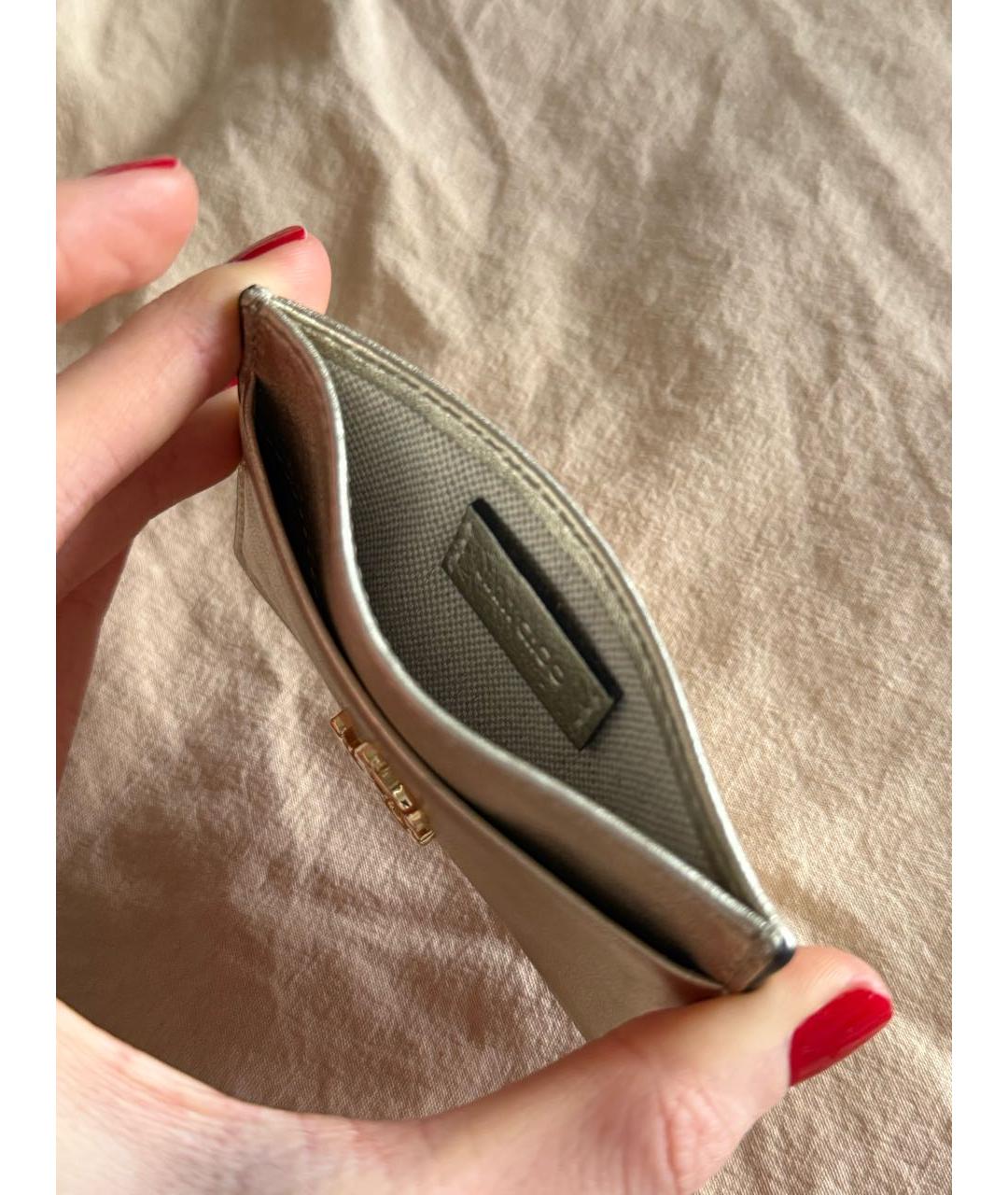 JIMMY CHOO Золотой кожаный кардхолдер, фото 2