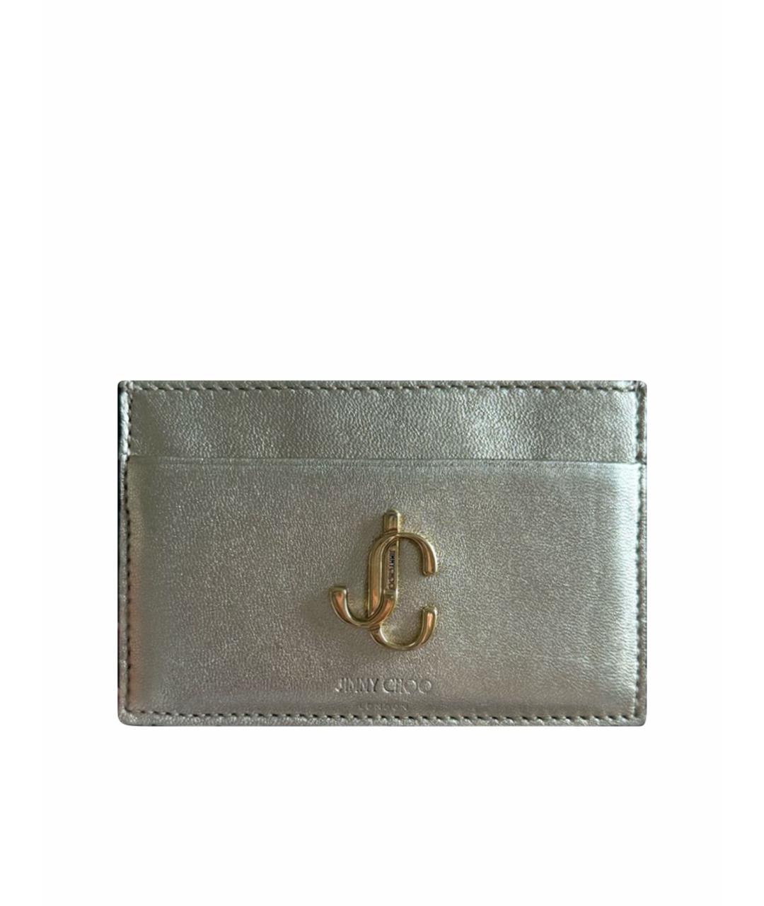 JIMMY CHOO Золотой кожаный кардхолдер, фото 1