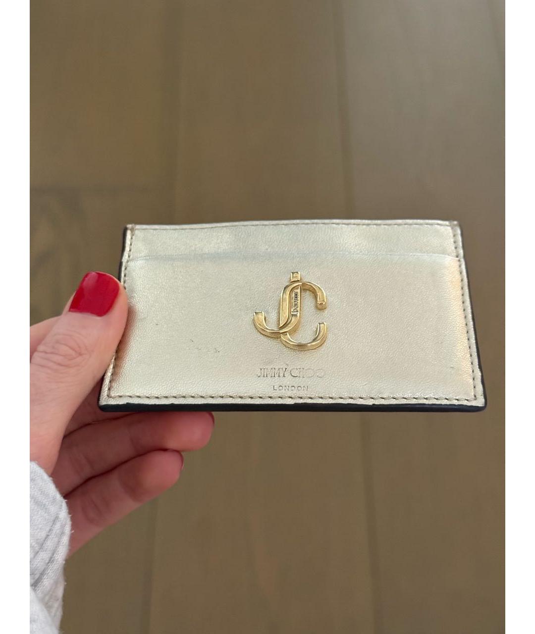 JIMMY CHOO Золотой кожаный кардхолдер, фото 5