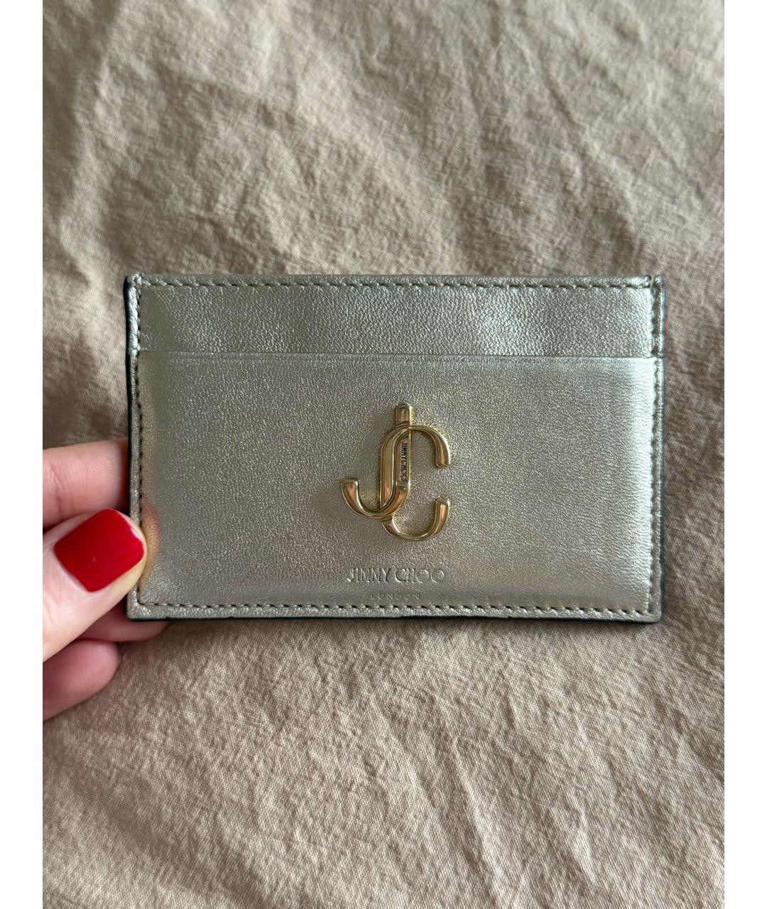 JIMMY CHOO Золотой кожаный кардхолдер, фото 7