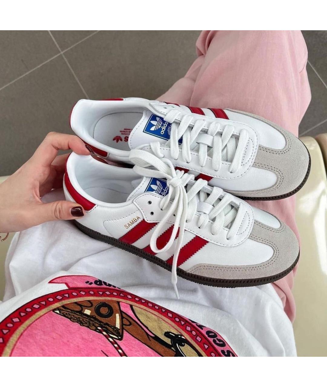 ADIDAS Красные кожаные кроссовки, фото 2