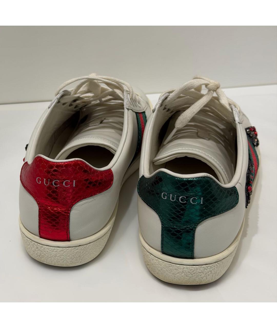 GUCCI Белые кожаные кеды, фото 3