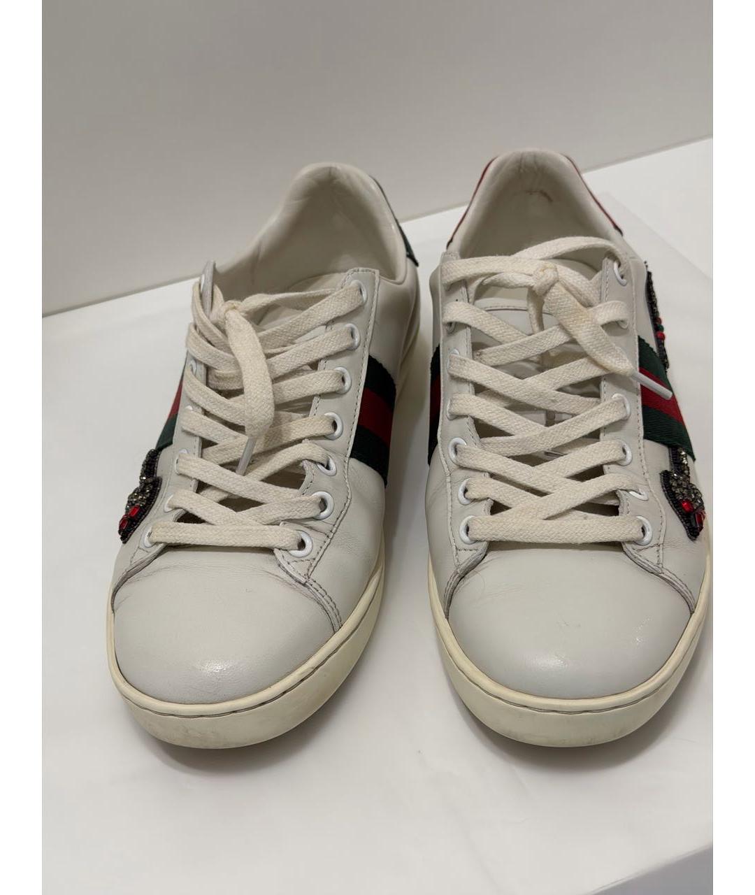 GUCCI Белые кожаные кеды, фото 2