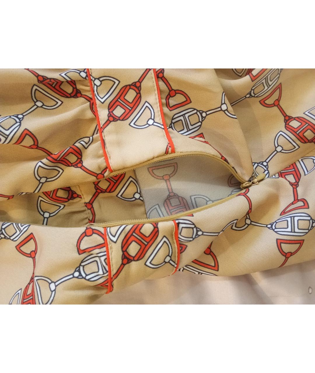 ELISABETTA FRANCHI Бежевое полиэстеровое повседневное платье, фото 5