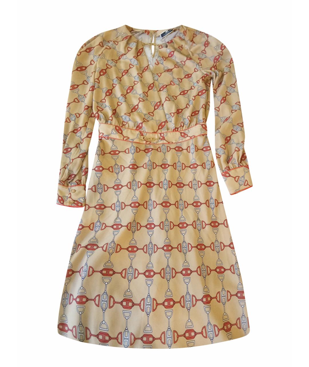 ELISABETTA FRANCHI Бежевое полиэстеровое повседневное платье, фото 1