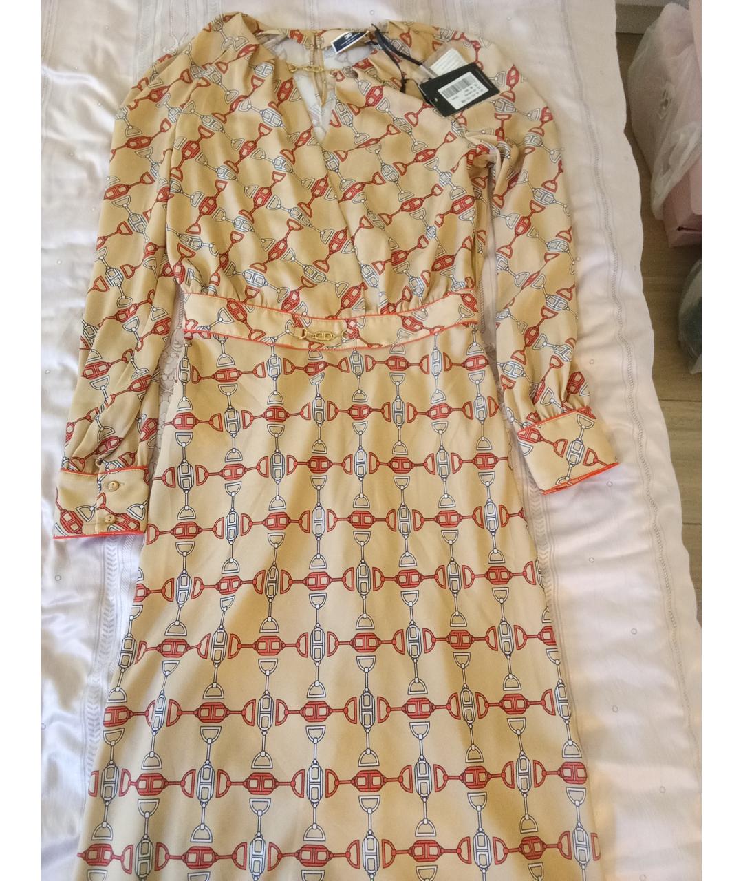 ELISABETTA FRANCHI Бежевое полиэстеровое повседневное платье, фото 6