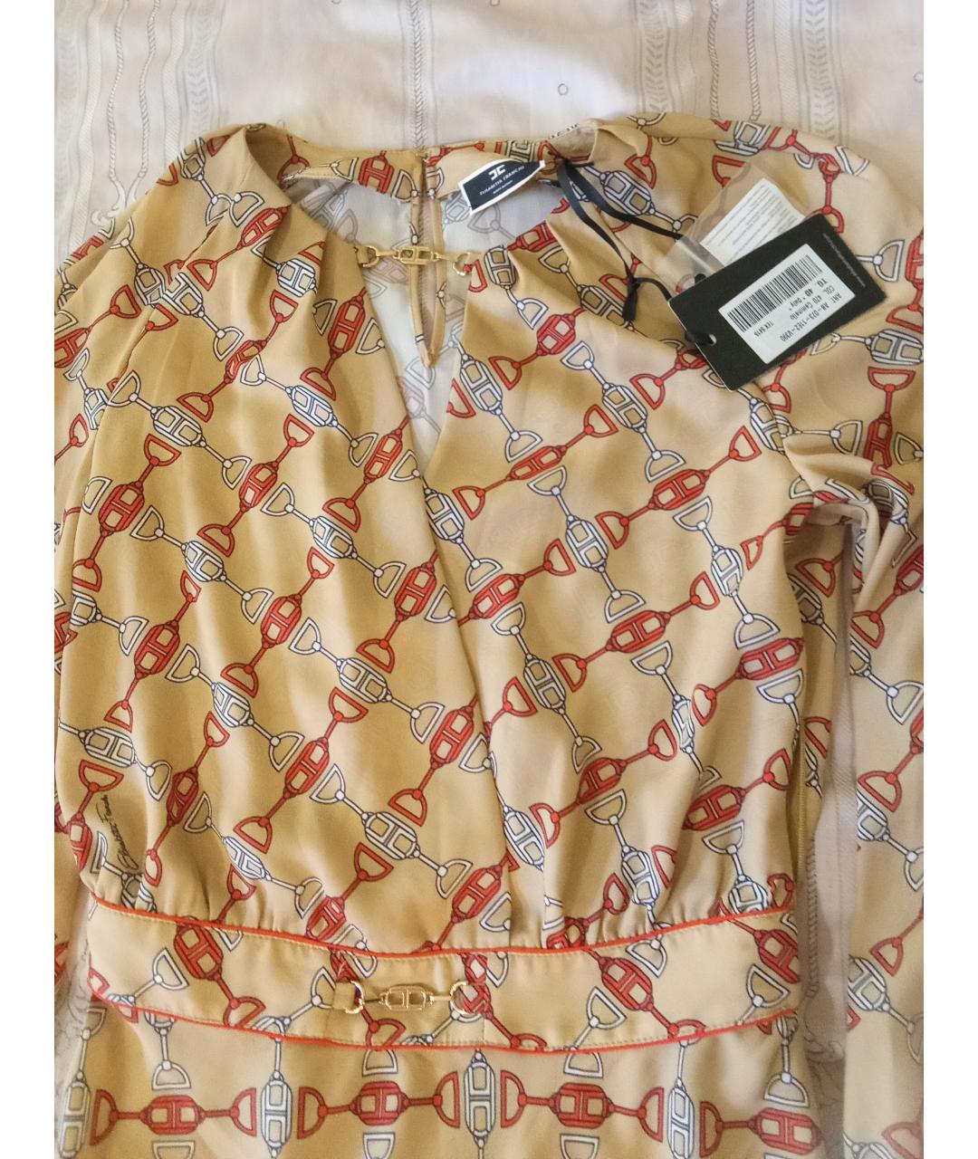 ELISABETTA FRANCHI Бежевое полиэстеровое повседневное платье, фото 3