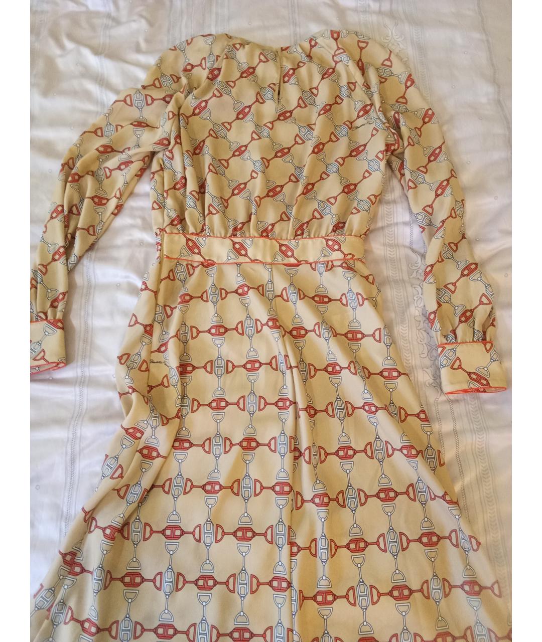 ELISABETTA FRANCHI Бежевое полиэстеровое повседневное платье, фото 2