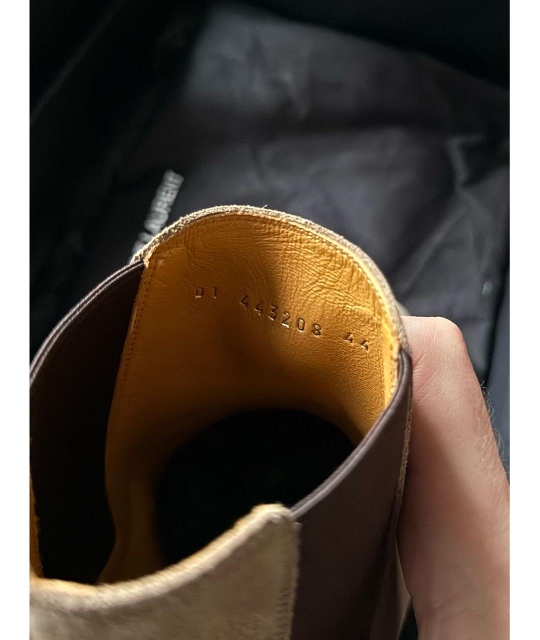 SAINT LAURENT Бежевые замшевые высокие ботинки, фото 3