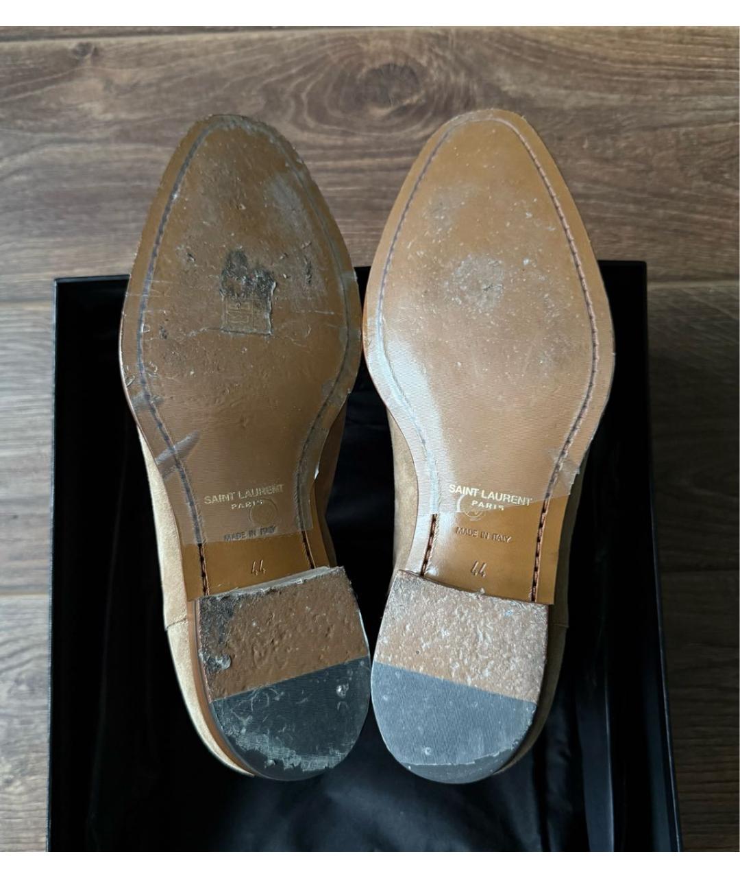 SAINT LAURENT Бежевые замшевые высокие ботинки, фото 6