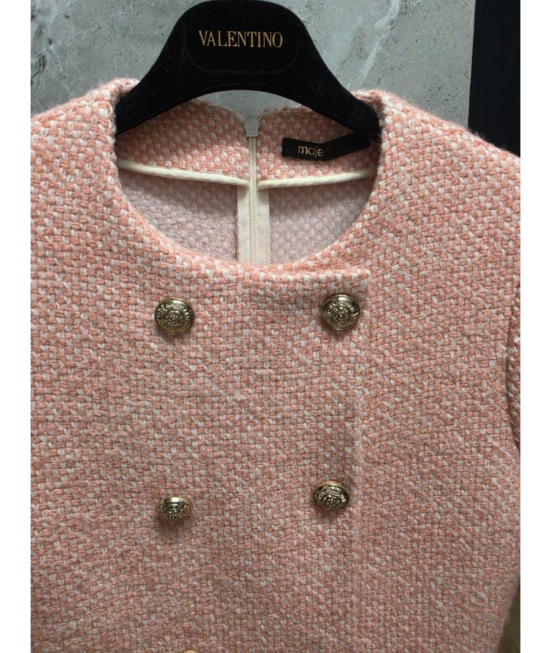 MAJE Коралловое шерстяное повседневное платье, фото 4